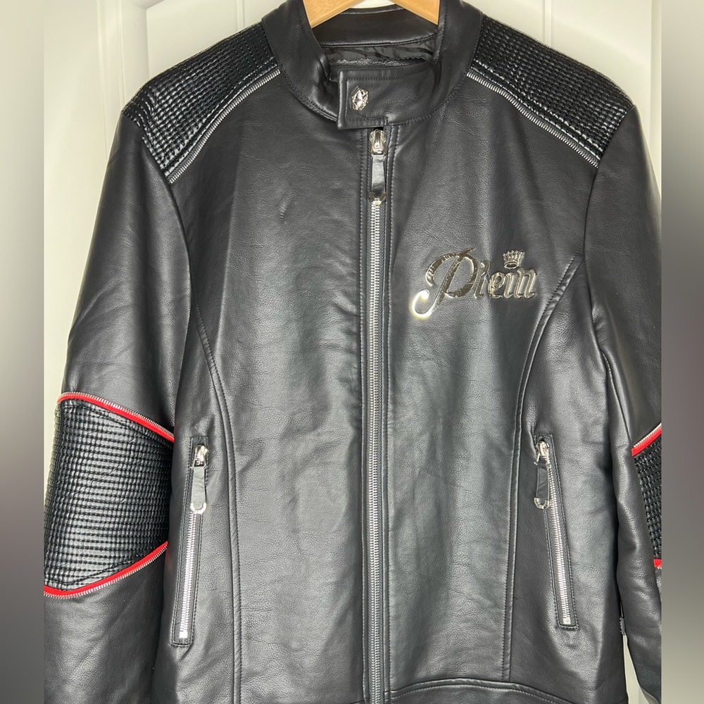 Philipp Plein Leather Racer Jacket,Slim Fit